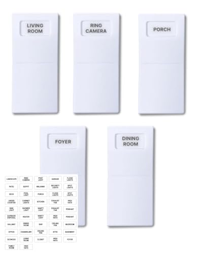 ISC Identify Switch Cover – Light Switch Plate Covers with Labels, Includes 47 Pre-Printed Identification Labels for Easy Home Organization, 5 Pack White - Image 1