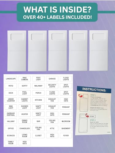 ISC Identify Switch Cover – Light Switch Plate Covers with Labels, Includes 47 Pre-Printed Identification Labels for Easy Home Organization, 5 Pack White - Image 3