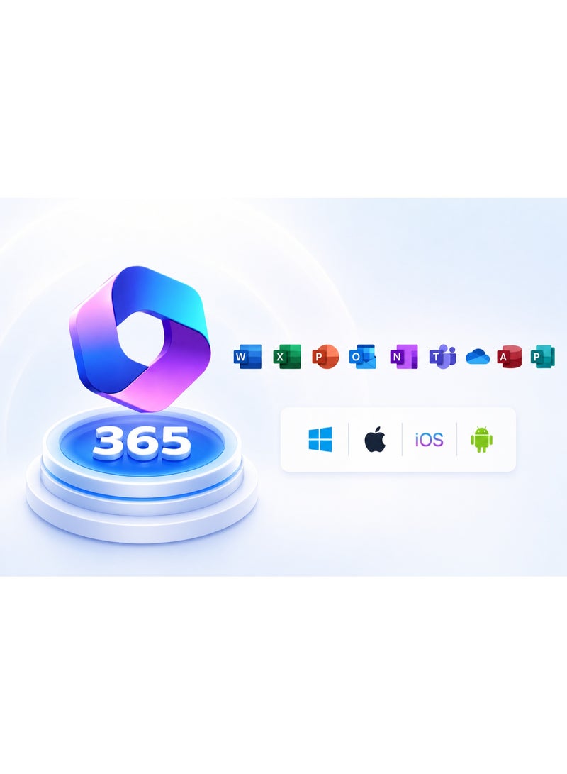 مايكروسوفت Microsoft Office 365 – 1 Year Subscription for 5 Devices (All Operating Systems) - Image 1