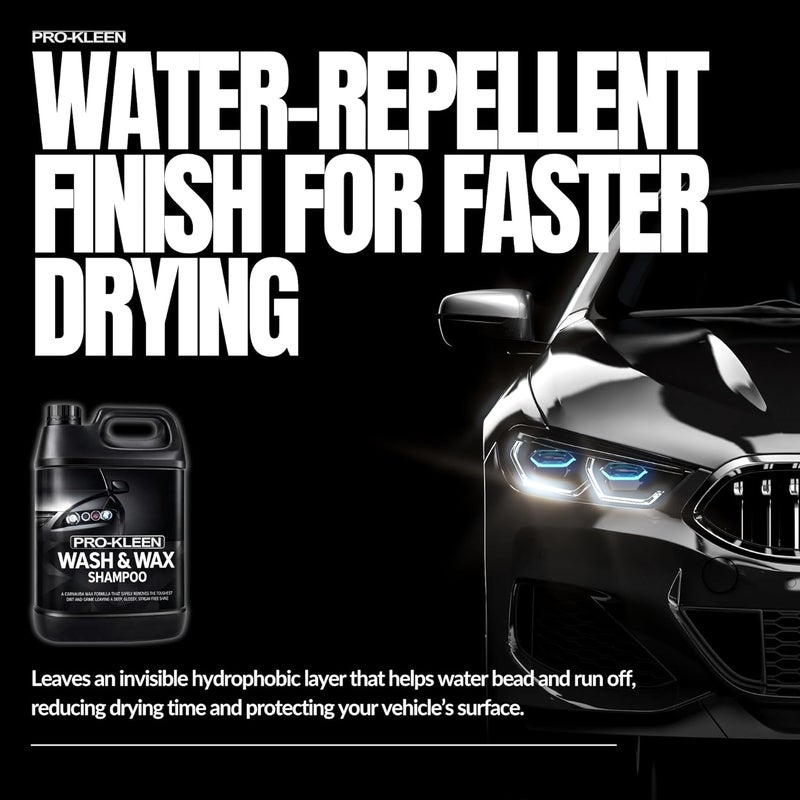 Pro-Kleen شامبو غسيل وتشميع برو-كلين 5 لتر مع شمع الكارنوبا - شامبو غسيل سيارات احترافي محايد للأس الهيدروجيني - مناسب لجميع الأسطح الخارجية للسيارة - للحصول على لمعان عميق ولامع وكأنه مشمع حديثًا - رائحة الكرز - Image 5