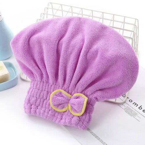 Generic [Quick Water Absorbent Dry Hair Artifact] Dry Hair Cap Water Absorbent Quick Drying Cute Adult Thickened Headwear Shampoo Shower Cap Purple