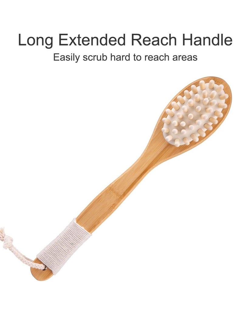 Generic - Bath Body Brush Long Handle Back SPA Clean Natural Bristle Shower Brushes Improves Blood Circulation Exfoliates Skin Health Wet Or Dry Scrubber Yellow - Image 1