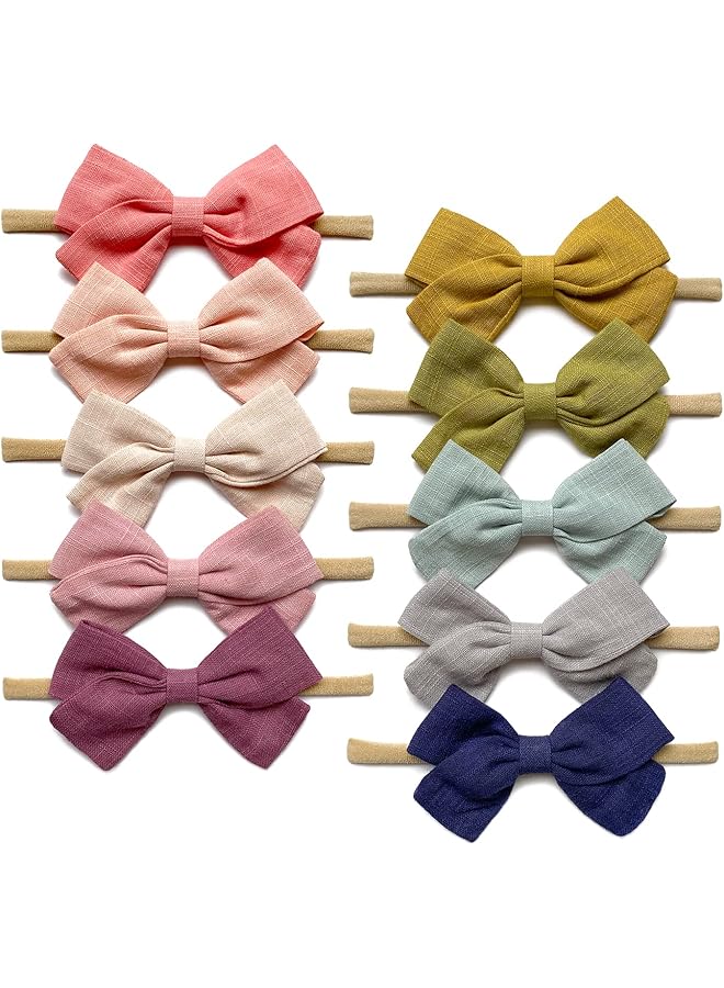 erorex Baby Girl Headbands And Hair Bows 10Pcs Stretchy Nylon Hairbands For Newborn Infant Toddlers - Image 1