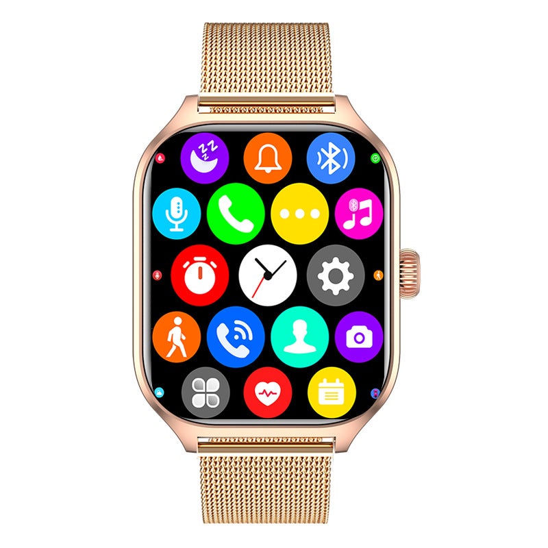 Bluetooth Call Smartwatch 2.02 Large Display golden steel belt
