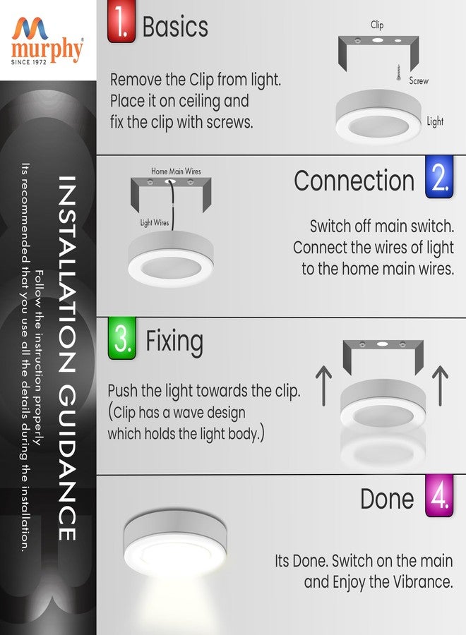 Murphy 5 Watts Moon Round Led COB Surface Cabinet/Ceiling Down Light (Pack of 2, Warm White) - Image 3