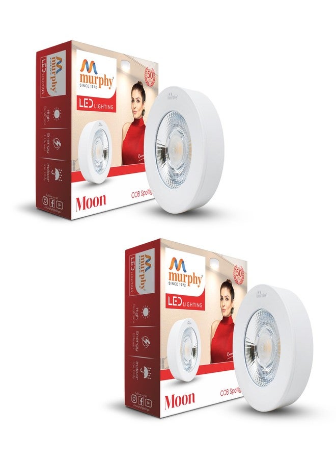 Murphy 5 Watts Moon Round Led COB Surface Cabinet/Ceiling Down Light (Pack of 2, Warm White) - Image 1