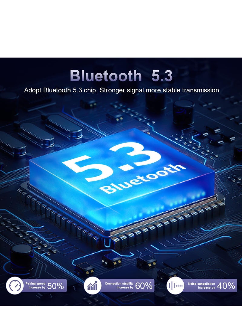 Excefore - Bluetooth 5.3 Transmitter and Receiver, Bluetooth Adapter Audio with LED Display, Hand-Free Call 3.5mm Bluetooth Aux Adapter, Support TF Card, Volume Control, Navigation, for PC, TV, Home Audio - Image 1