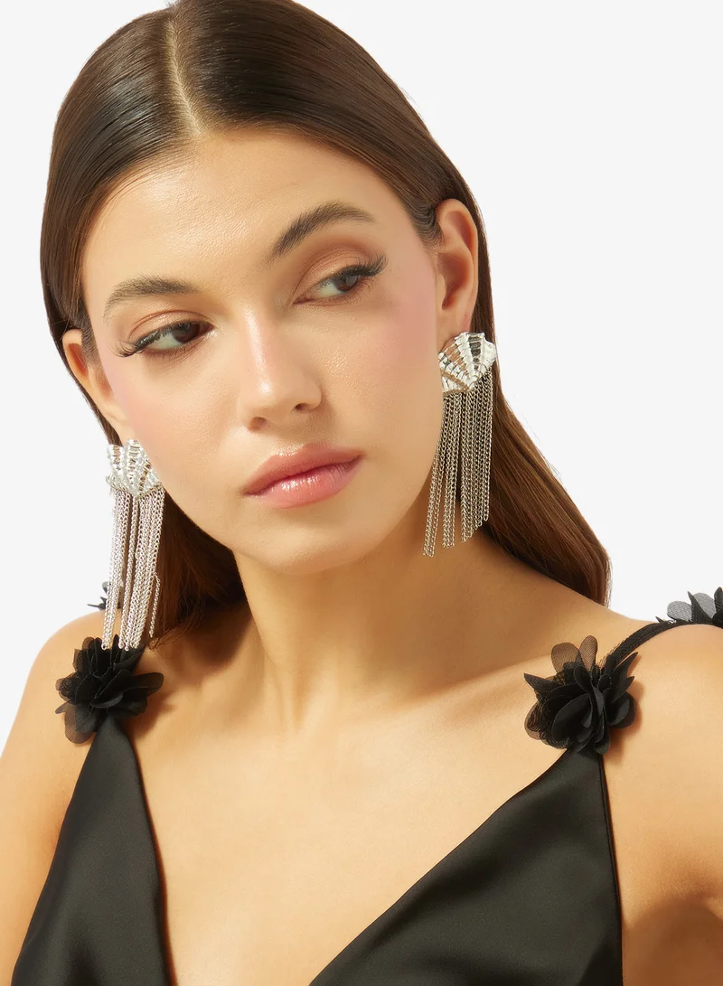 Ella Silver Silver Chain Drop Down Earrings for Women | Best Price UAE