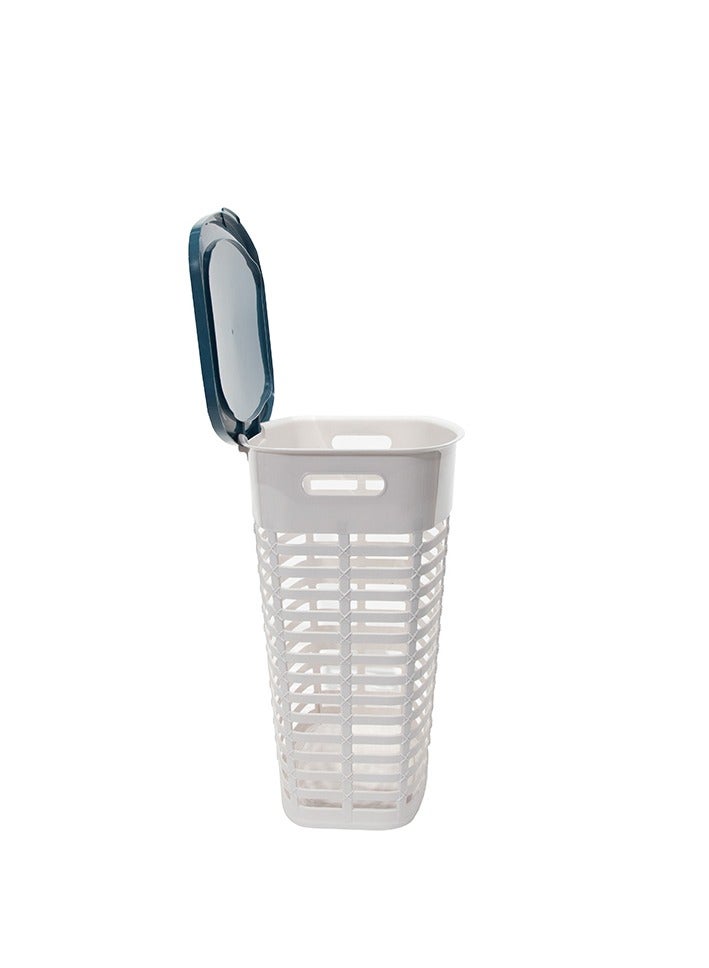 Marcolo Plastic Laundry Basket with Lid – 58cm Tall | White Ventilated Hamper for Clothes Storage  - Image 2