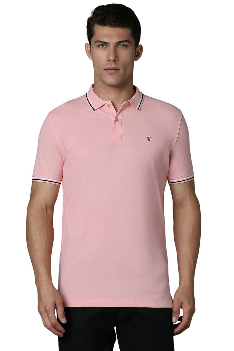 LOUIS PHILIPPE قميص قطني صلب ضيق من لويس فيليب للرجال (Lykpcslp265328_Pink) - Image 1