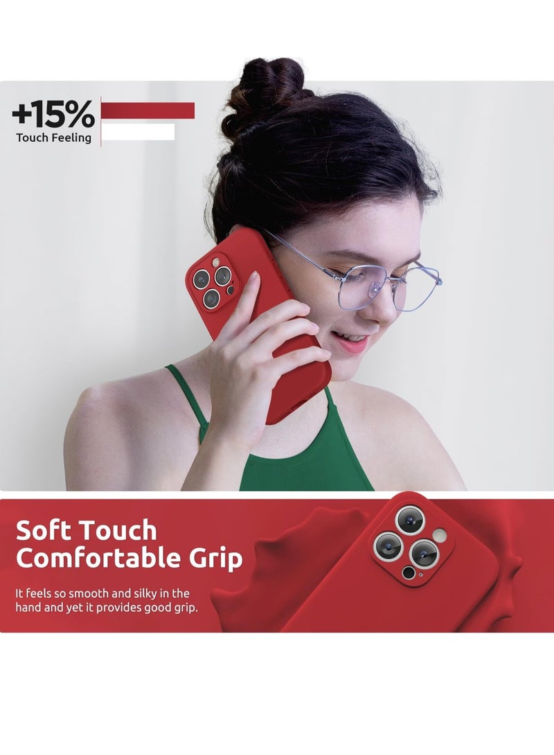 ELTRAZONE Design for iPhone 15 Pro Max Case, Liquid Silicone [2 x Screen Protectors & 1 x Lanyard] Protection for Each Lens Shockproof Cover for iPhone 15 Pro Max 6.7 inch 2023, Red - Image 5