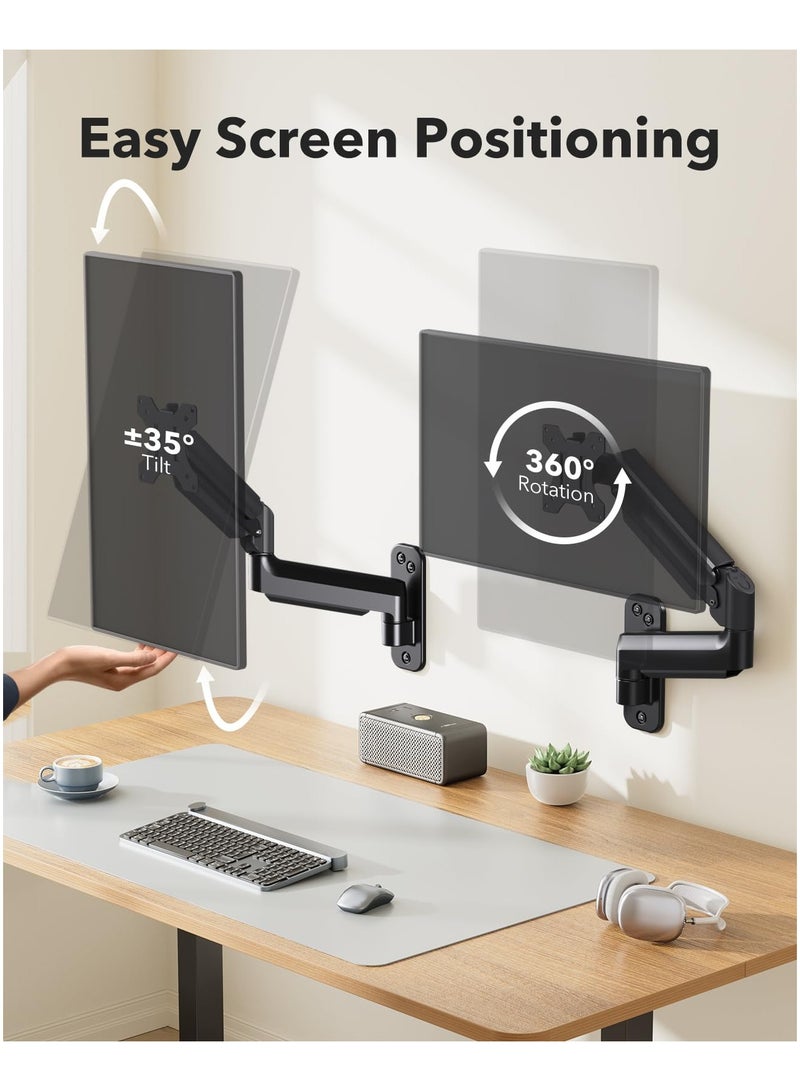 XiuWoo Monitor Wall Mount for Max 32 inch Screen, Alloy Steel Holds up to 19.8 lbs, Gas Spring Monitor Arm Wall Mount, Full Adjustable Tilt Swivel Rotate, VESA 75/100mm  - Image 2