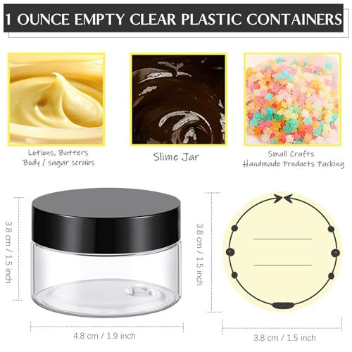 TUZAZO 1 Oz Plastic Container Jars with Lids BPA Free Empty Round Clear Cosmetic Containers Plastic Slime Jars for Lotion Cream Ointments Samples Makeup Travel Storage 12 Pack - Image 5