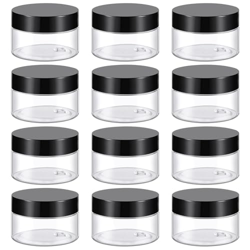 TUZAZO 1 Oz Plastic Container Jars with Lids BPA Free Empty Round Clear Cosmetic Containers Plastic Slime Jars for Lotion Cream Ointments Samples Makeup Travel Storage 12 Pack - Image 2