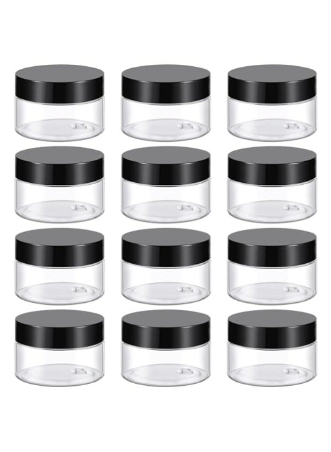 TUZAZO 1 Oz Plastic Container Jars with Lids BPA Free Empty Round Clear Cosmetic Containers Plastic Slime Jars for Lotion Cream Ointments Samples Makeup Travel Storage 12 Pack - Image 1