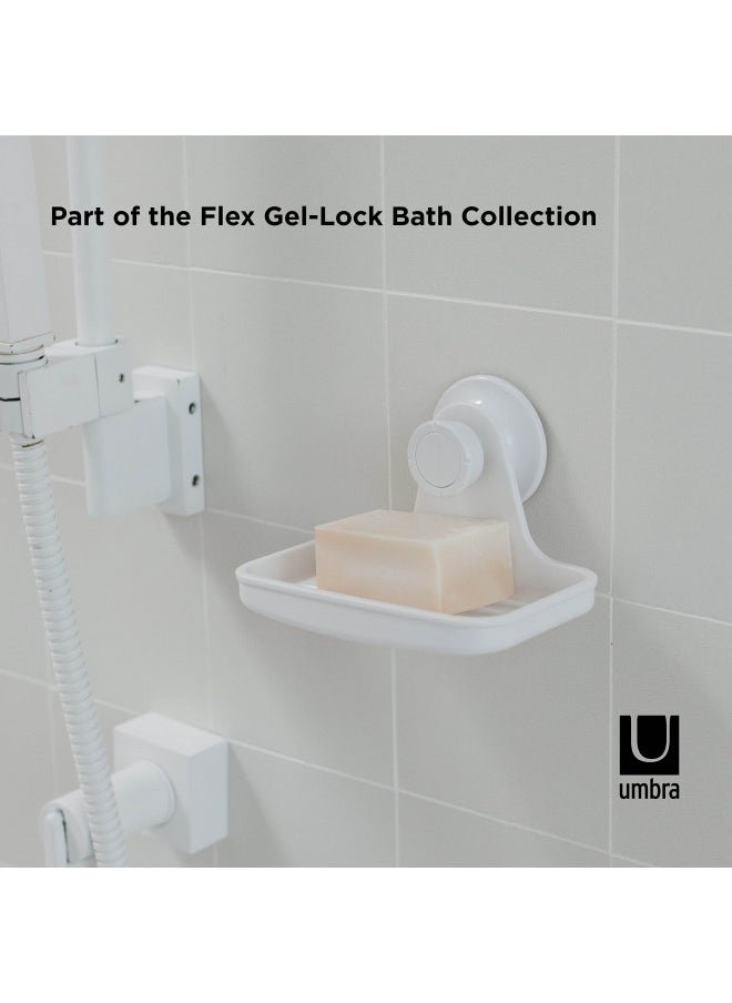 Umbra Flex Soap Dish with Patented Gel-Lock Technology Suction Cup, White