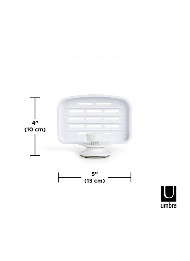 Umbra Flex Soap Dish with Patented Gel-Lock Technology Suction Cup, White