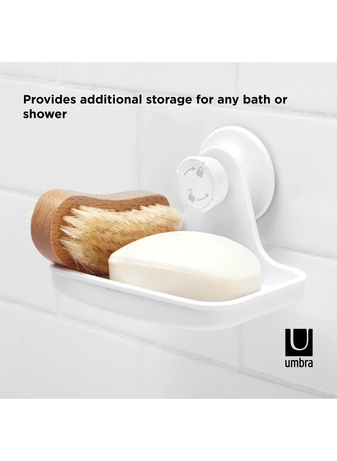 Umbra Flex Soap Dish with Patented Gel-Lock Technology Suction Cup, White