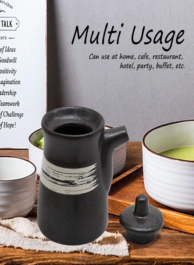 MDEOOSKY Ceramic Seasoning Bottle, Japanese Style Earthenware Ceramic Oil Dispenser, Olive Oil Dispenser, Sushi Sauce Container, for Kitchen Cooking, 6.76 fl oz (White Brush) - Image 2