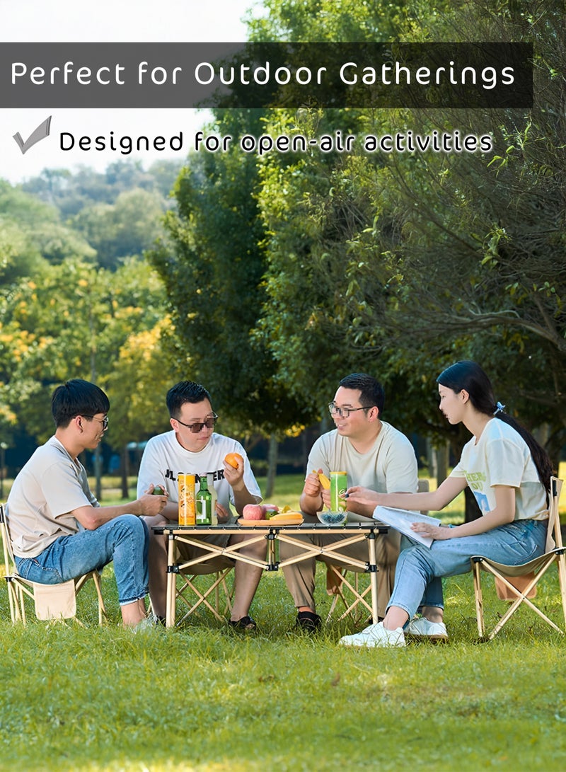 دي بلو طقم طاولة تخييم قابلة للطي مع أربعة كراسي - ٩٥×٥٥×٥٠ سم | طاولة ألومنيوم قابلة للطي | سعة كرسي ١٢٠ كجم | أثاث خارجي مقاوم للماء، محمول، وخفيف الوزن، مناسب للسفر، والحديقة، والفناء، والشاطئ، والشواء، والتخييم - Image 4