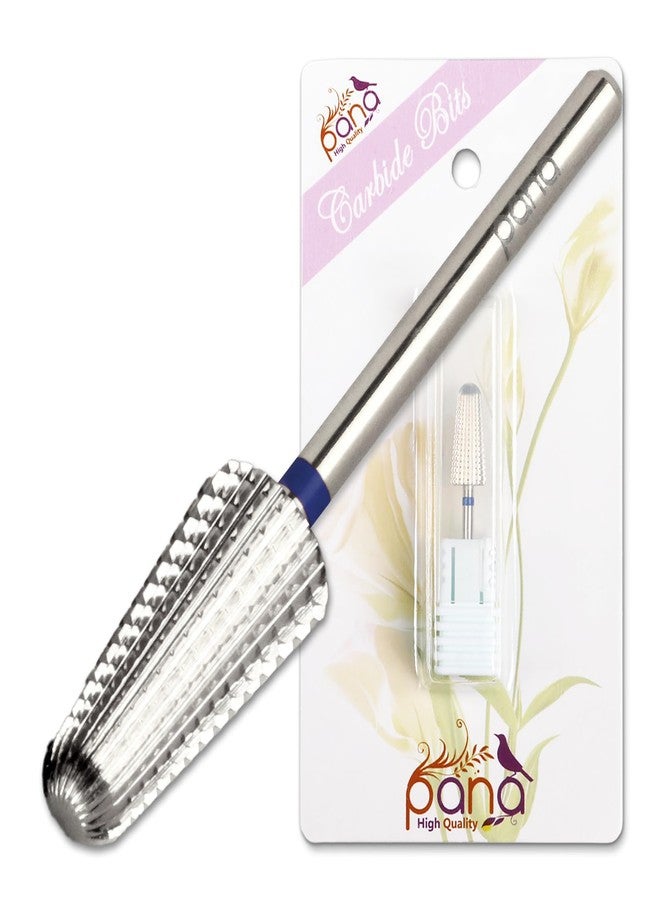 PANA 2-Way Volcano Carbide Bit 3/32" Shank Size - (Silver, Medium Grit) - Two Way Rotate use for Both Left and Right Handed Fast remove Acrylic or Hard Gel Nail Drill Bit for Manicure Pedicure - Image 1