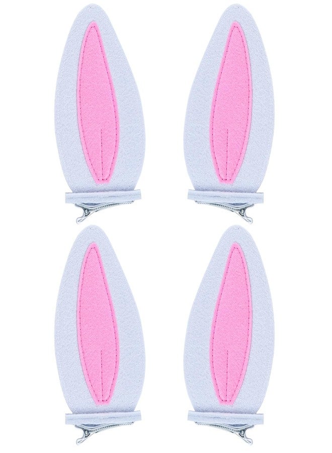Sucrain 4PCS White Bunny Ears Hair Clips for Women Easter Halloween Costume Accessories Supplies - Image 1