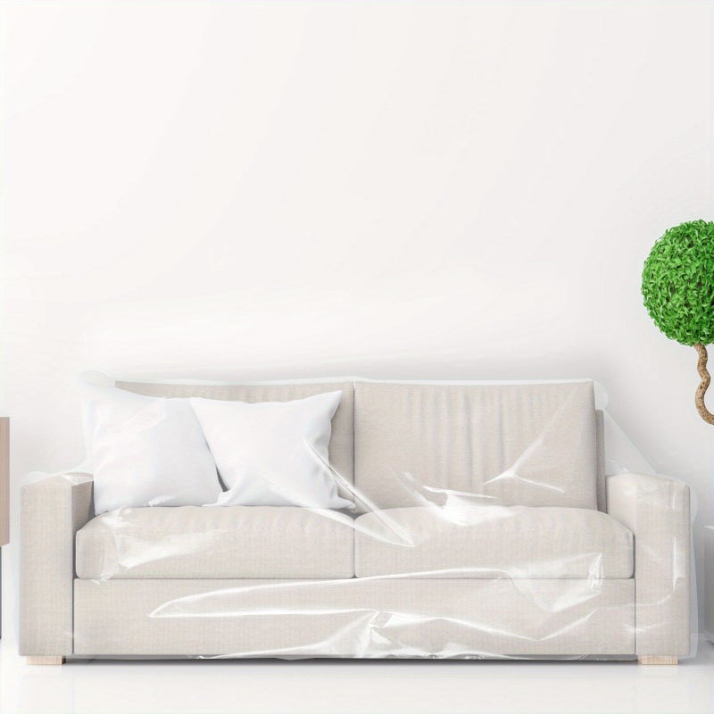 Transparent Sofa Covers PE Double Seat Easy Install Detachable Flexible Safe - Image 3