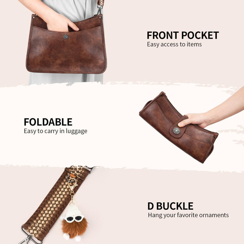 APHISON Crossbody Bags For Women Trendy, Vegan Leather Hobo Handbags Crossbody Purses Shoulder Bucket Bag with 2 Strap Coffee - Image 5