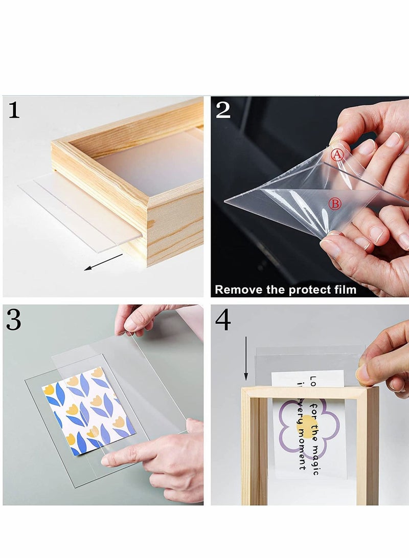 SYOSI إطارات صور بحجم 4.5x6.5 إنش، إطارات صور خشبية بكميات كبيرة، عينة نباتية مضغوطة مزدوجة الجوانب للعرض على الطاولة، عبوتين - Image 5