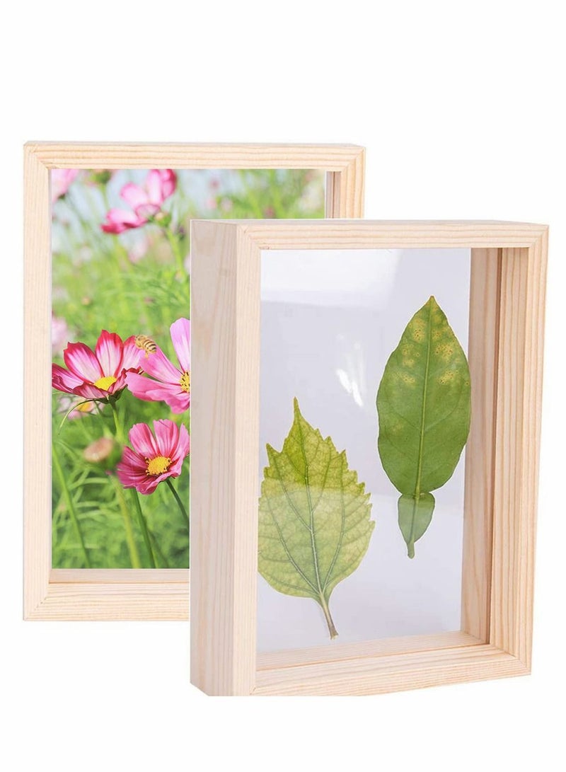 SYOSI إطارات صور بحجم 4.5x6.5 إنش، إطارات صور خشبية بكميات كبيرة، عينة نباتية مضغوطة مزدوجة الجوانب للعرض على الطاولة، عبوتين - Image 1