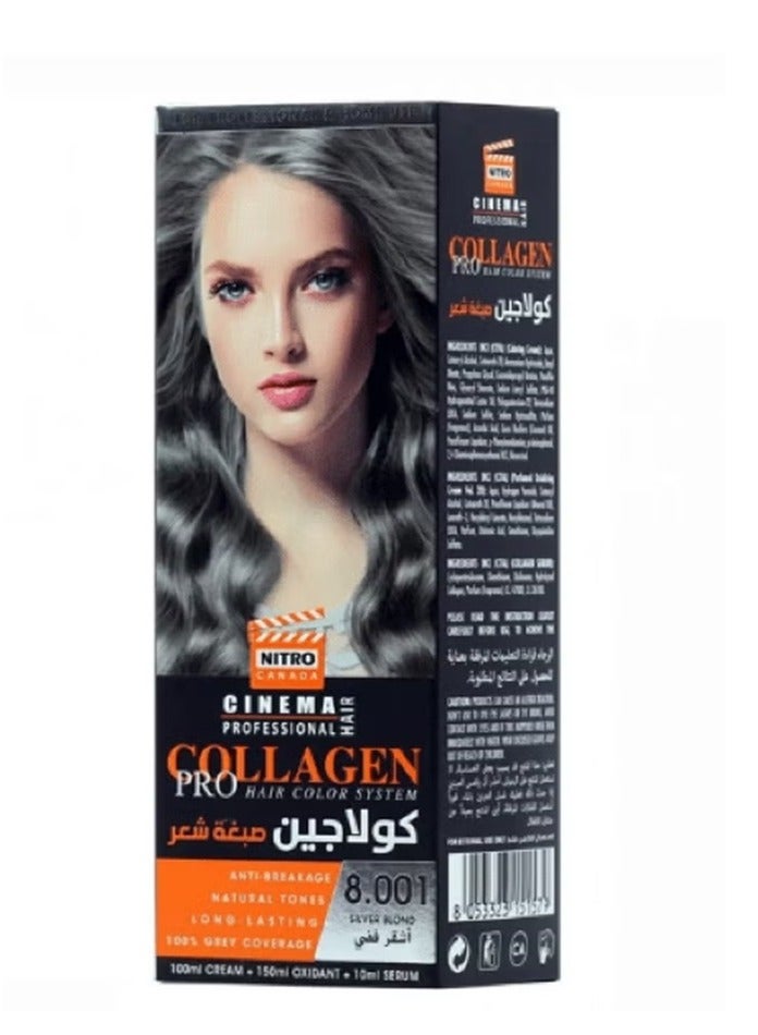 نيترو سينما كولاجين 100 مل صبغة شعر 8.001 أشقر فضي - Image 1