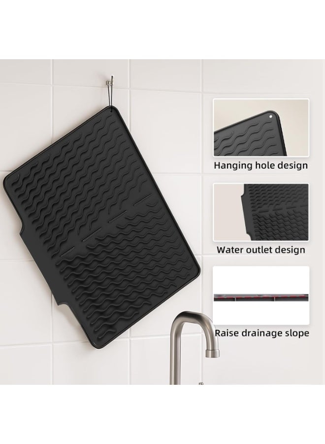 KCDMBUE Silicone Dish Drying Mat with Drain Lip, Non-Slip Heat Resistant Kitchen Counter Mat, Quick Dry Dish Pad for Sink & Countertop - Image 4