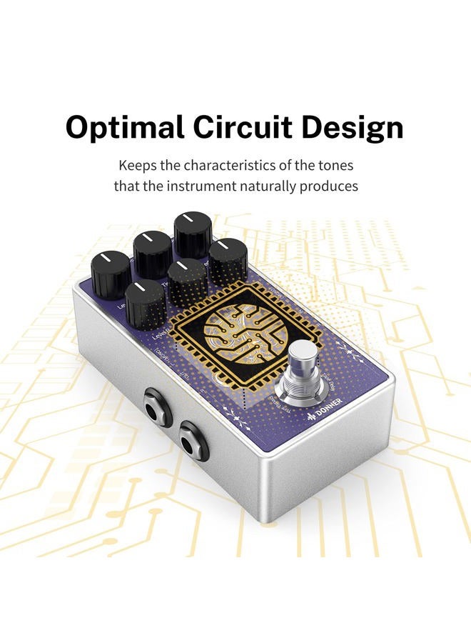 Donner EC1335 White Tape Stereo Delay Pedal, Analog Delay for Electric Guitar, Purple - Image 3