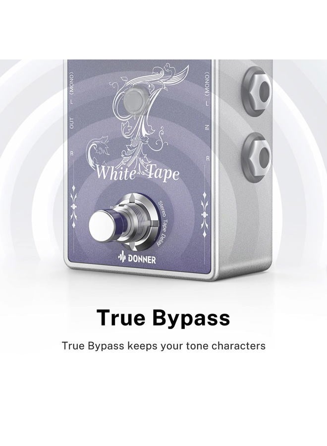 Donner EC1335 White Tape Stereo Delay Pedal, Analog Delay for Electric Guitar, Purple - Image 2