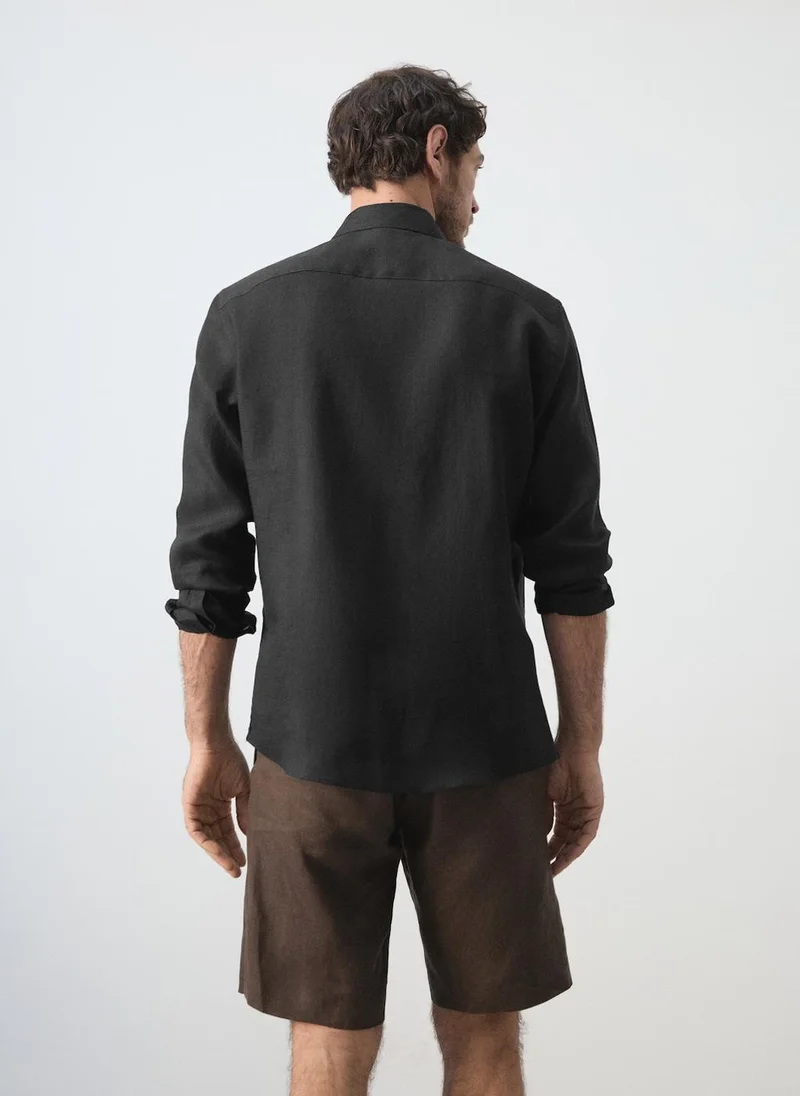 مانجو مان Regular-Fit 100% Linen Shirt