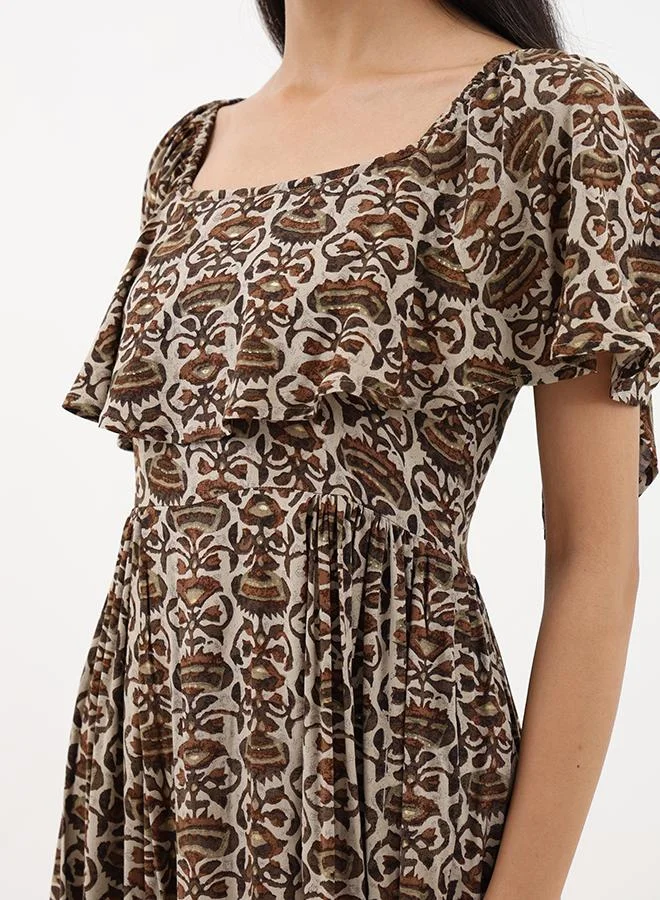 Studio Erst Printed Off-Shoulder Dress