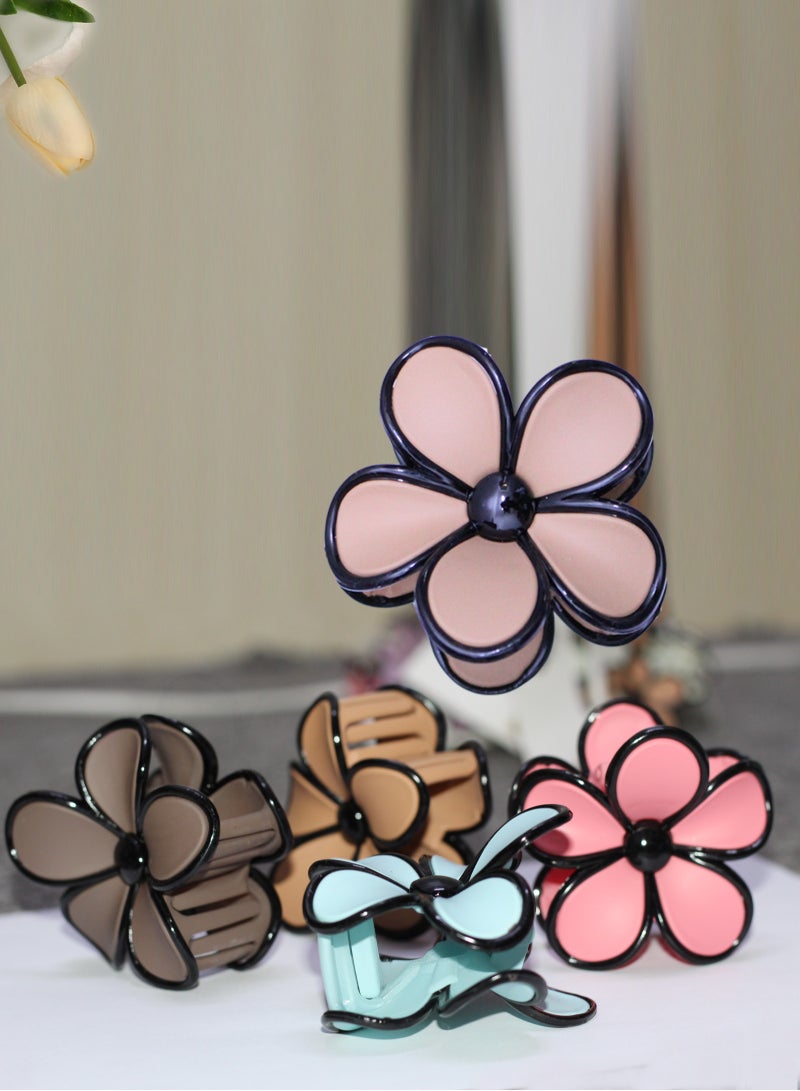 Lelet 12 Pack Flower Hair Clips for Women & Girls, Large & Mini Flower Claw Clips for Thick & Thin Hair, Strong Hold Non-slip Claw Clips, Cute Beach & Holiday Hair Accessories - Image 2