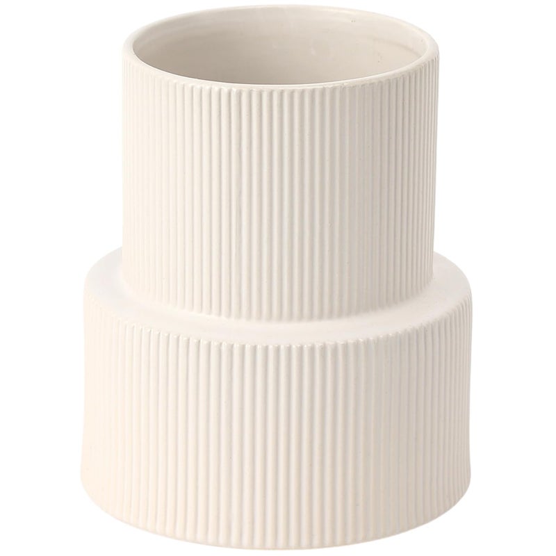 YANWE1 White Ceramic Flower Vase Large Decorative Boho Modern Ribbed Pampas Grass Vase for Living Room Office Mantel Shelf Dining Table 75 Inches