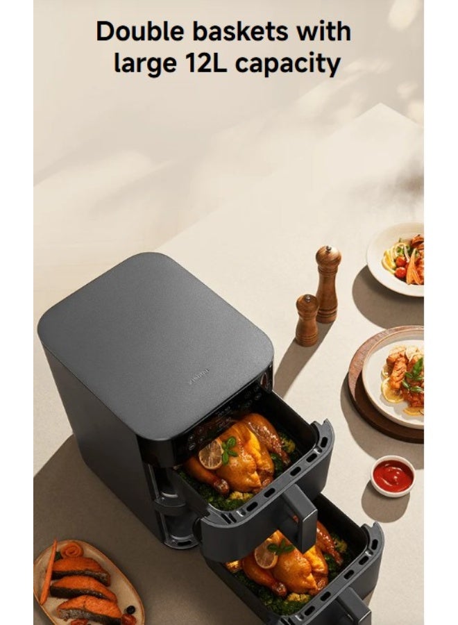 Xiaomi Smart Double Stack Air Fryer 12L – Large Capacity Dual-Basket Air Fryer, 2800W High-Power Rapid 360° Hot Air Cooking, 14 Preset Modes, HD Touch Display, App & Schedule 12 L 2800 W MAF-DS1201 black - Image 5