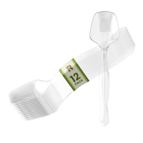 R-kay 12 Pack Plastic Serving Spoons For Buffet - Clear Plastic Serving Utensils For Hot And Cold Food - Heavy Duty Disposable Serving Utensils For Parties, Holidays And Gatherings (8.5 Inch, 12, Count) - Image 1
