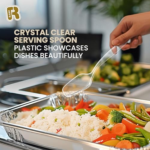 R-kay 12 Pack Plastic Serving Spoons For Buffet - Clear Plastic Serving Utensils For Hot And Cold Food - Heavy Duty Disposable Serving Utensils For Parties, Holidays And Gatherings (8.5 Inch, 12, Count) - Image 2
