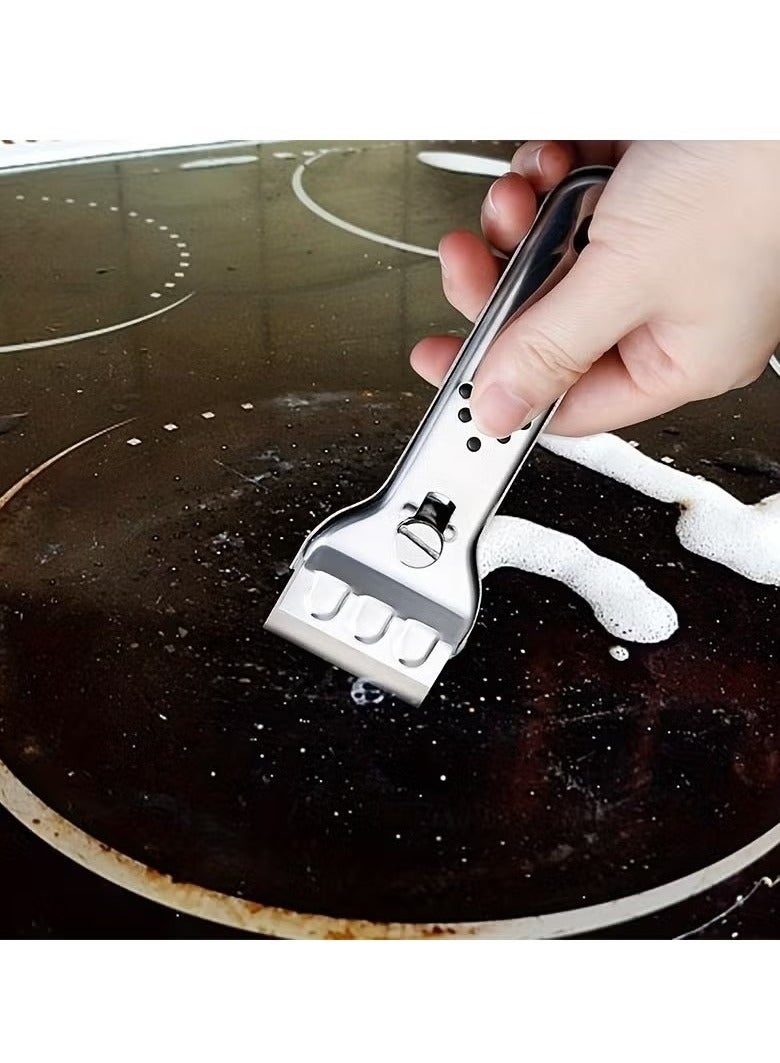 2Pcs Cleaning Scraper, Multipurpose Scraper With Blade, Paint Scraper, Oil Dirt Cleaner, Kitchen Cleaner For Ceramic Induction Cooktops, Cleaning Tool,Ready For School, Apartment Essentials - Image 3
