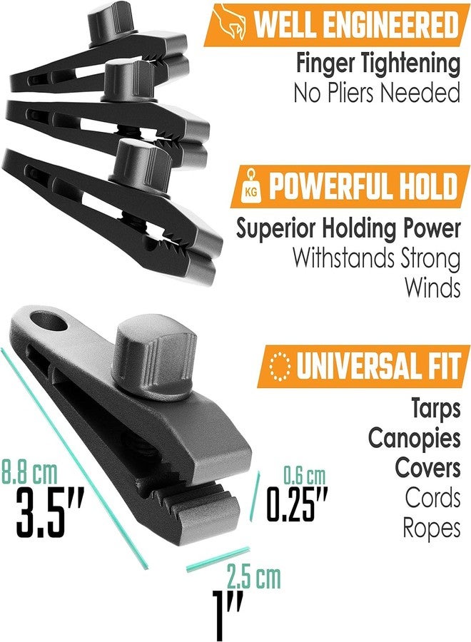 G-KARUNA Heavy Duty Tarp Clips - Reusable Lock Grip Tent Clamps for Tarps - Awnings, Outdoor Camping, Sun Shade, Caravan Canopies, Car Covers, Swimming Pool Covers (12) - Image 3