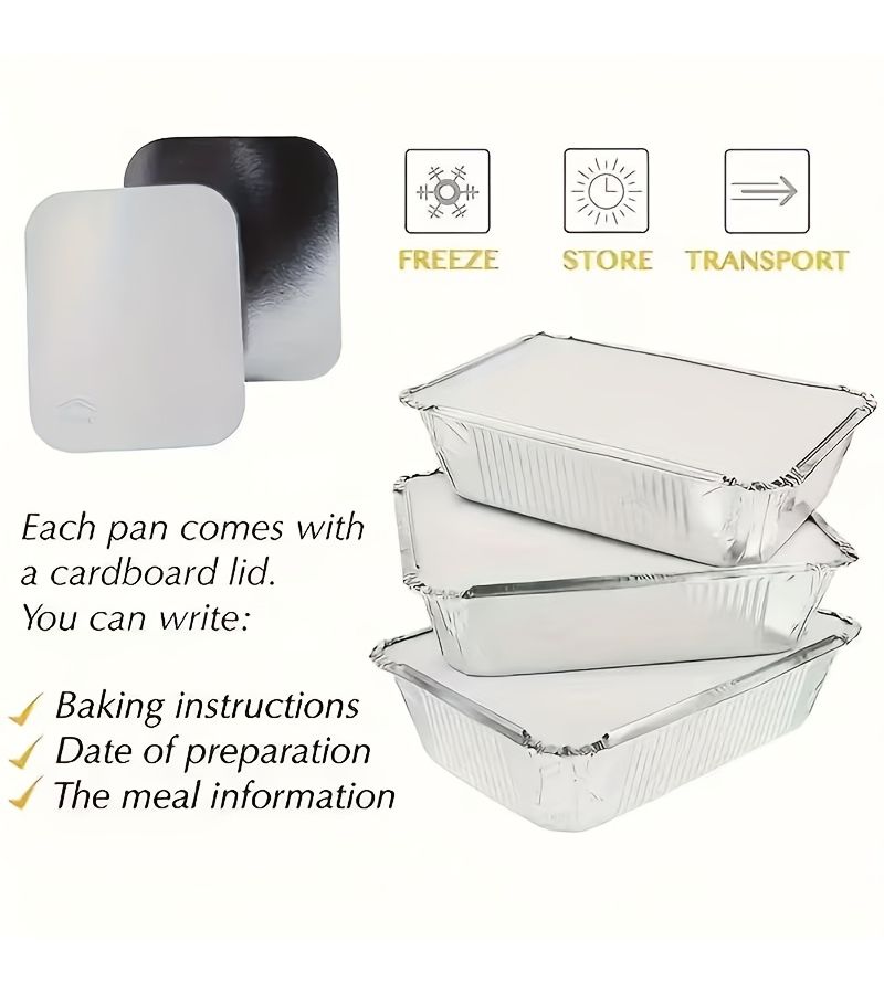20 Pack Aluminum Foil Pans with Cardboard Lids for Baking Meal Prep and Takeout - Image 4