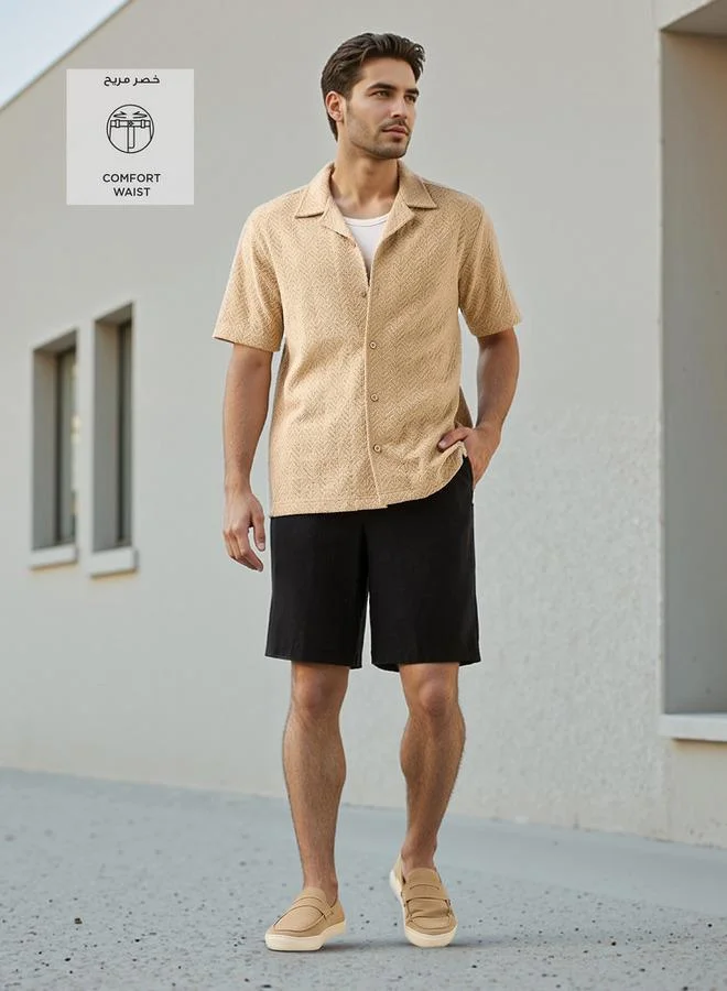 سبلاش فيڤ شورت كتان بقصة عادية مع رباط