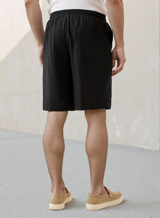 سبلاش فيڤ شورت كتان بقصة عادية مع رباط - Image 3