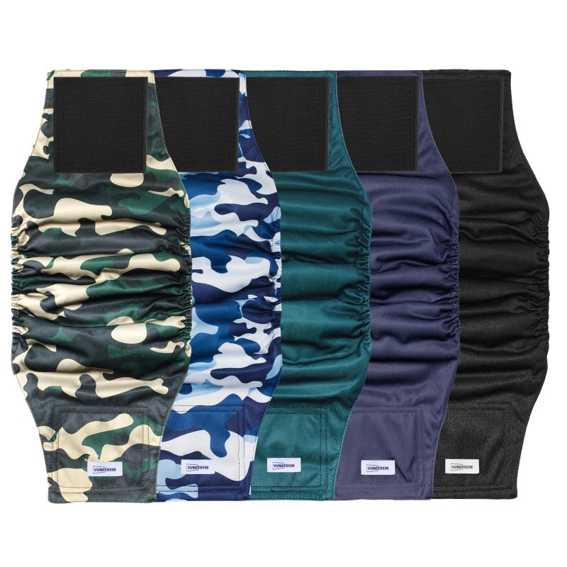 VUNCESSIN Reusable Dog Diapers Male, Premium Washable Belly Bands for Male Dogs, Pack of 5, High Absorbing Extra Small Male Dog Wraps for Doggie & Puppy in Incontinence or Excitable Urination and Training(XS) - Image 1