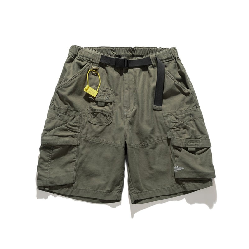 Japanese Vintage Workwear Shorts Youth Summer New Tactical Multi-pocket Loose-fit Straight-leg Five-piece Pants Trendy Cyan - Image 2