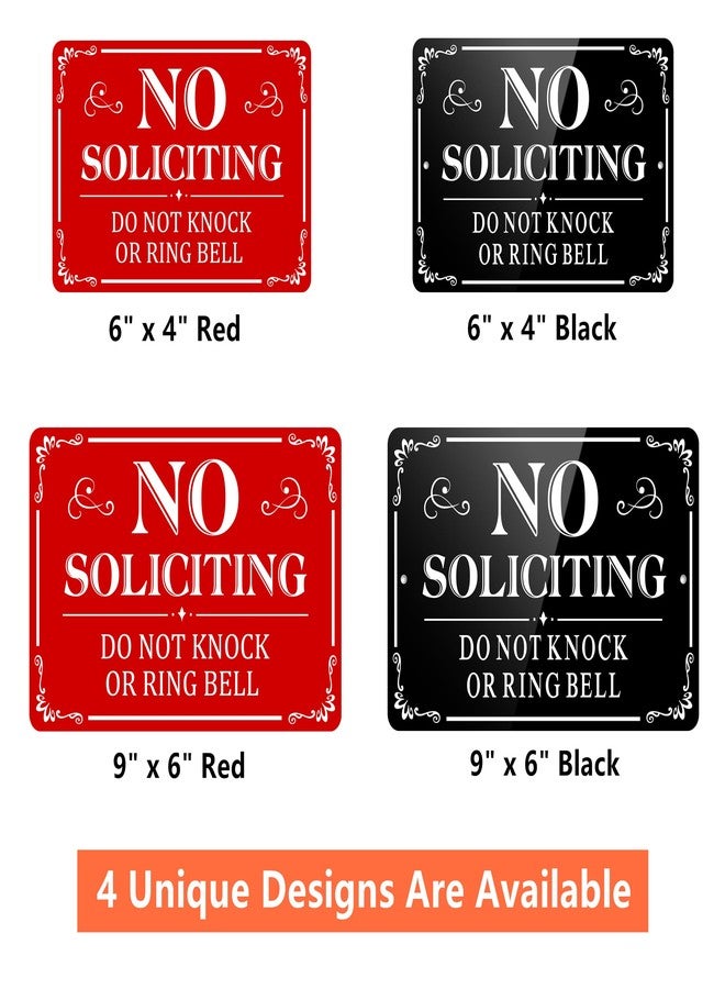 MongFun No Soliciting Sign for Front Door, (2 Pack) Self-adhesive No Soliciting Sign for House, 6 x 4 inches Aluminum Metal Signs for Yard (Medium, Black/White) - Image 4