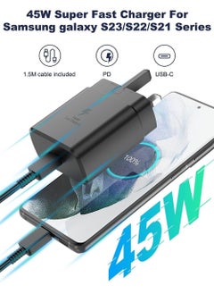 45W USB/Type C Super Fast Charging PD Charger with 1 m Cable Black, for A53 A15 A54, S25 S24 S23 S22 S21 S20 Ultra, S24+ S23+ S22+ S21+, Fold, Flip, Type C Power Adapter - pzsku/Z8454C2B031FE8C1973A2Z/45/_/1733969894/d05cd80c-cf63-4092-9264-d49e07fcc654